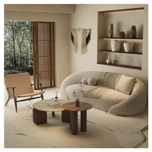 KIBONCY Moderne Mehrsitz-Tisch- und Stuhlsätze, Mid-Century-geschwungenes Sofa, Warme Wohnzimmermöbelsets, Polstercouch mit Holzrahmen 2.1mF von KIBONCY