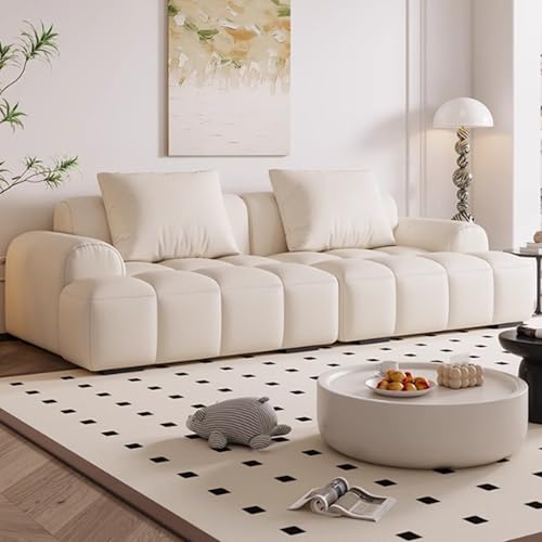 KIBONCY Modernes Sofa, Samtsofa mit Holzbeinen, mit verdickten Kissen, gepolstertes Sofa perfekt für Wohnzimmer, Schlafzimmer, Büro, Wohnung White-1.2m KIBONCY Modernes Sofa, Samtsofa mit Holzbeinen, mit verdickten Kissen, gepolstertes Sofa perfekt für Wohnzimmer, Schlafzimmer, Büro, Wohnung White-1.2m von KIBONCY