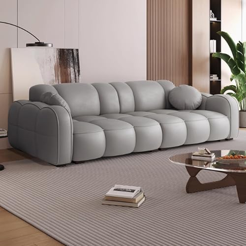 KIBONCY Modernes Sofa mit Federkissen, Bequeme Couch mit Armlehnen, Knopfgepolsterter Liegesitz mit Kissen und Stahlbeinen für das Wohnzimmer Coffee Color-1.2m von KIBONCY