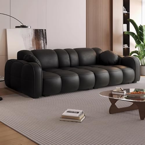 KIBONCY Modernes Sofa mit Federkissen, Bequeme Couch mit Armlehnen, Knopfgepolsterter Liegesitz mit Kissen und Stahlbeinen für das Wohnzimmer Dark Night Black-2.8m KIBONCY Modernes Sofa mit Federkissen, Bequeme Couch mit Armlehnen, Knopfgepolsterter Liegesitz mit Kissen und Stahlbeinen für das Wohnzimmer Dark Night Black-2.8m von KIBONCY