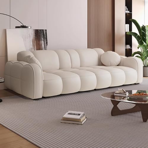KIBONCY Modernes Sofa mit Federkissen, Bequeme Couch mit Armlehnen, Knopfgepolsterter Liegesitz mit Kissen und Stahlbeinen für das Wohnzimmer Ivory White-1.2m KIBONCY Modernes Sofa mit Federkissen, Bequeme Couch mit Armlehnen, Knopfgepolsterter Liegesitz mit Kissen und Stahlbeinen für das Wohnzimmer Ivory White-1.2m von KIBONCY