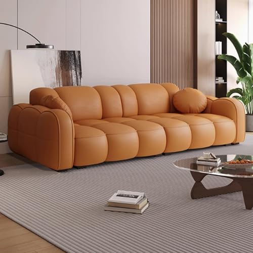 KIBONCY Modernes Sofa mit Federkissen, Bequeme Couch mit Armlehnen, Knopfgepolsterter Liegesitz mit Kissen und Stahlbeinen für das Wohnzimmer Mango Brown-1.2m KIBONCY Modernes Sofa mit Federkissen, Bequeme Couch mit Armlehnen, Knopfgepolsterter Liegesitz mit Kissen und Stahlbeinen für das Wohnzimmer Mango Brown-1.2m von KIBONCY
