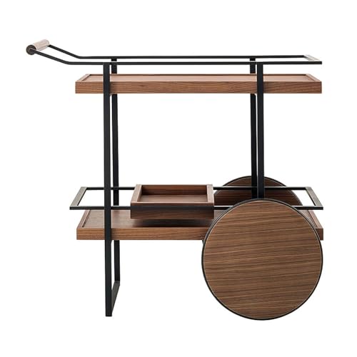 KIBONCY Rolling Bar Cart, 2-stufiger Getränkenkorb Mit Rädern, Serviert Trolley Für Weinglässe Und Glashalter A von KIBONCY