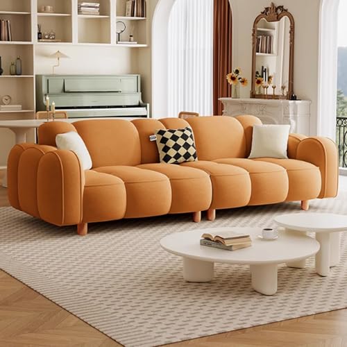 KIBONCY Sitzsofa, Modernes Sofalager Mit Verdickten Kissen, Bequeme Couch Mit Armlehnen, Bequeme Couch Mit Federkissen, Sektionales Sofalager Für Jeden Aufenthaltsraum orange-2.1m KIBONCY Sitzsofa, Modernes Sofalager Mit Verdickten Kissen, Bequeme Couch Mit Armlehnen, Bequeme Couch Mit Federkissen, Sektionales Sofalager Für Jeden Aufenthaltsraum orange-2.1m von KIBONCY