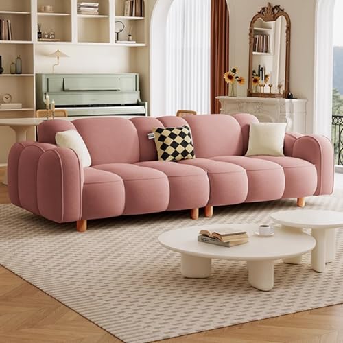 KIBONCY Sitzsofa, Modernes Sofalager Mit Verdickten Kissen, Bequeme Couch Mit Armlehnen, Bequeme Couch Mit Federkissen, Sektionales Sofalager Für Jeden Aufenthaltsraum pink-1.2m KIBONCY Sitzsofa, Modernes Sofalager Mit Verdickten Kissen, Bequeme Couch Mit Armlehnen, Bequeme Couch Mit Federkissen, Sektionales Sofalager Für Jeden Aufenthaltsraum pink-1.2m von KIBONCY