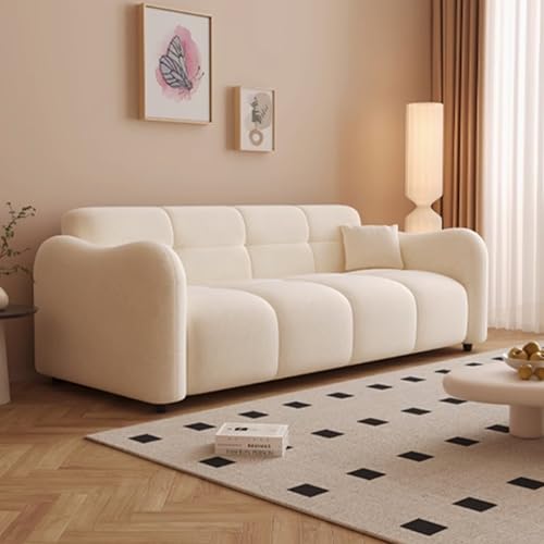 Kleines 2-Sitzer-Sofa für Wohnzimmer/Apartment/Schlafzimmer, modernes Sofa mit verdickten Kissen White-2.8m von KIBONCY