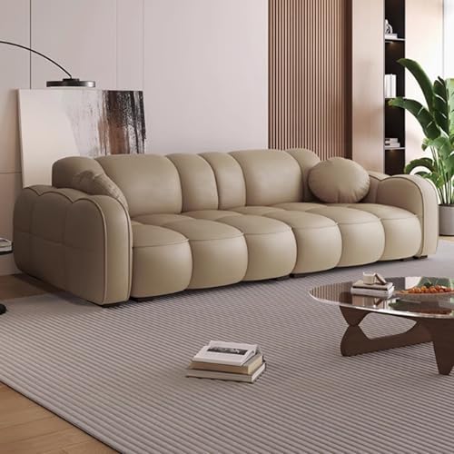 Modernes Sofa mit Federkissen, Bequeme Couch mit Armlehnen, Knopfgepolsterter Liegesitz mit Kissen und Stahlbeinen für das Wohnzimmer Khaki-1.2m Modernes Sofa mit Federkissen, Bequeme Couch mit Armlehnen, Knopfgepolsterter Liegesitz mit Kissen und Stahlbeinen für das Wohnzimmer Khaki-1.2m von KIBONCY