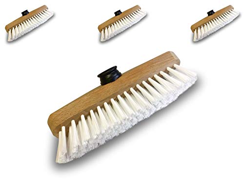 Deckschrubber 22 cm aus weißem PPL | 3er-Set | Holzhalterung | Zum Reinigen und Schrubben von Decks, Fliesen und Böden | Kunststoff-Schraubdübel | Ohne Stiel | Kibros 1110cx3 von KIBROS