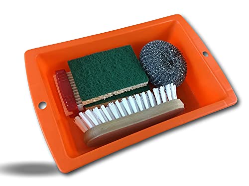 KIBROS Reinigungs-Set für den Haushalt, 1 Behälter mit 3 Litern, vielseitig einsetzbar, 1 Nagelbürste Double 2 125 x 90 mm, 1 Seite Scotch Brite | 1 Schwamm aus Stahl rund NETKIT7C von KIBROS