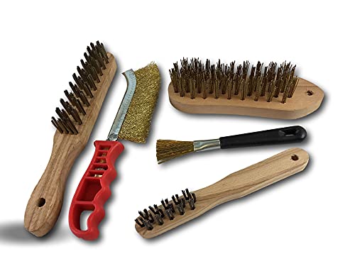 KIBROS Set mit 5 Metallic-Handarbeiten | 1 x Violinenschweißer, runder Kerze, 1 x Skrib-Bürste, 1 x Pinsel aus vermessingtem Stahl, weich von KIBROS