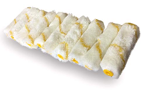 Kebros 4KIT741c – Set mit 10 Mini-Rollen mit gelben Streifen, Polyamid 100 mm | Lackierung für Heizkörper, flache Oberflächen, Schalen, Boote, von KIBROS