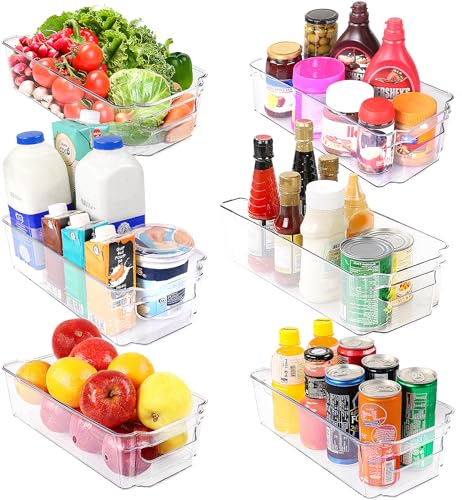 KICHLY Hochwertige Vorratsschrank Küche Organizer - Set von 6 Stauraum für Kühlschrank, Schränke, Regale, Spülbecken, Kosmetik Büromaterial, Werkzeug Organizer (Klar) von KICHLY