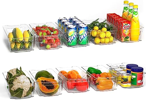 KICHLY Hochwertiger Küchenorganisator für die Speisekammer - 10er Set mit mittlerem Stauraum für Kühlschrank, Schränke, Regale, Spülen, Kosmetik, Bürobedarf, Werkzeug - BPA frei von KICHLY