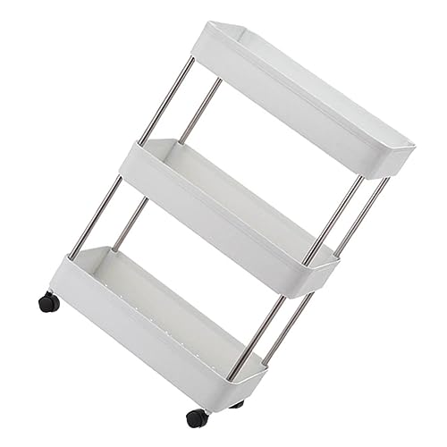 KICHOUSE 1 Stück Küchenregal Deckel Werkzeug Platz Steigleitung ling Storage Shelves abstellständer Kitchen Shelf Stand schubbkarre Handcart rollender Organizer Aufbewahrungswagen pp Weiß von KICHOUSE