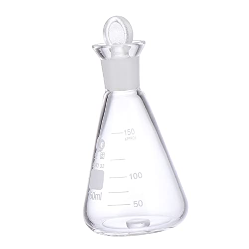 KICHOUSE 150 Ml Hochbeständiger Erlenmeyerkolben Aus Borosilikatglas für Ausbildung Chemielabor Graduierungen Eingeschliffener Stopfen von KICHOUSE