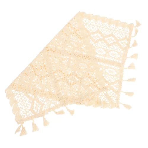 KICHOUSE 1 Stück Quaste Spitze Tischläufer moderner Tischläufer Leinen Stoff abwaschbare tischdecke abwaschbarer tischdecke Spitze hohler Tischläufer Partydeko Tischläufer Baumwolle Beige von KICHOUSE