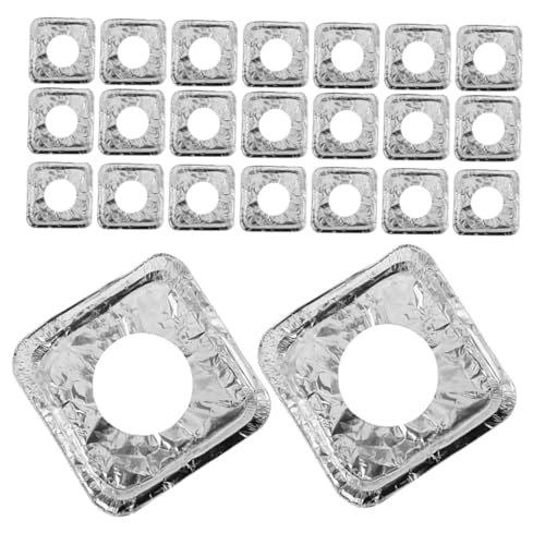 KICHOUSE 100 Stück Aluminiumfolie Brennerabdeckungen Ölbeständig Quadratisch Verstellbare Robuste Schutzmatten für Gasherde Einfache Reinigung Langlebig Platzsparend für Gasherde von KICHOUSE