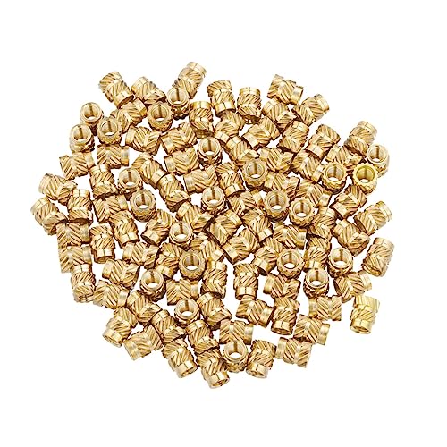 KICHOUSE 100 Stück Kupfer Nuss slice goldene Einfach zu installierende Kupfermutter rostfrei Hitze Gewindeeinsatz Verschleiß- m5 heizstrahler Gewindeeinsätze Gewindemutter von KICHOUSE