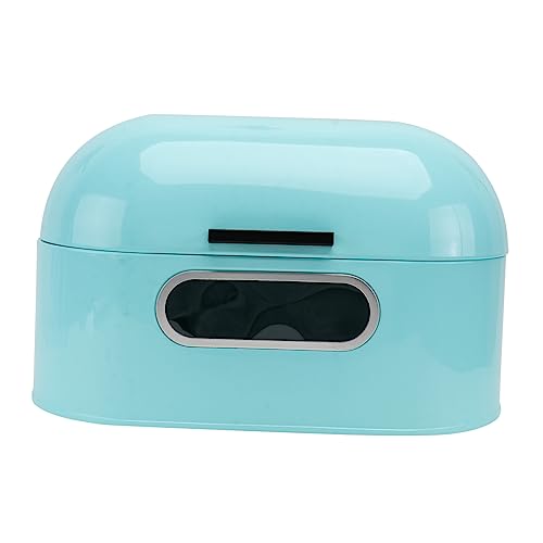 KICHOUSE Metall Brotkasten Mit Sichtbarem Fenster Haushalt Lagerung Box Lebensmittelbehälter Brotbox Brothalter Für Bohnen Süßigkeiten Snacks Himmel-blau von KICHOUSE