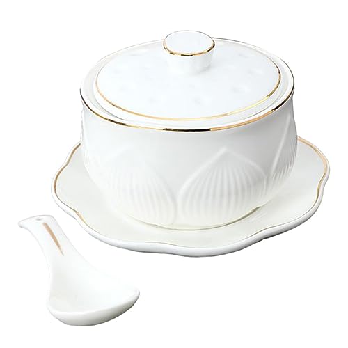 KICHOUSE 1satz Keramischer Suppentopf Mit Deckel Multifunktionale Schüssel Für Eintöpfe Und Suppen Elegantes Design Für Küche Und Restaurant Inklusive Löffel von KICHOUSE