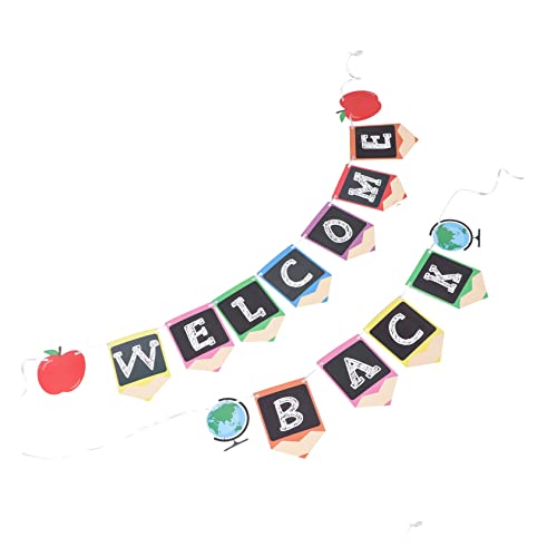KICHOUSE 2 Stück Willkommensbanner Schule Teilig aus Hochwertigem Papier Dekoratives Back Sign Banner mit Klarem Druck und Leuchtenden Farben Fotodeko für Schulanfang und KICHOUSE 2 Stück Willkommensbanner Schule Teilig aus Hochwertigem Papier Dekoratives Back Sign Banner mit Klarem Druck und Leuchtenden Farben Fotodeko für Schulanfang und von KICHOUSE