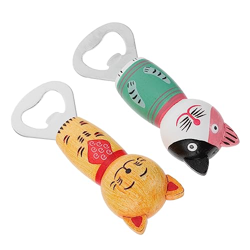 KICHOUSE 2St Katzen Flaschenöffner aus Holz alte Flasche Tierische Kühlschrankdekoration Dosenöffner für den einzug kühlschrankmagnete Wandmontierter Flaschenöffner Holzaufkleber von KICHOUSE