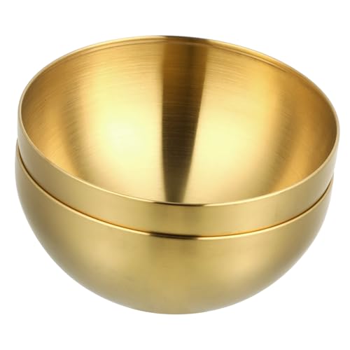 KICHOUSE 2stücke Edelstahl Salatschüssel Praktische Schalen Für Reis Nudeln Salate Langlebig Und Leicht Zu Reinigen Geeignet Für Küche Restaurant Hotel Goldfarben von KICHOUSE