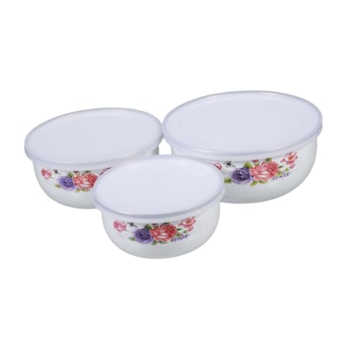KICHOUSE 3 Stück Emaille Schüssel Salatschüssel Rührschüsseln Mit Deckel Servierschalen Mit Deckel Emailleglas Dessertschale Vintage Emaille Bowl Emaillierte Töpfe Schalen Mischen KICHOUSE 3 Stück Emaille Schüssel Salatschüssel Rührschüsseln Mit Deckel Servierschalen Mit Deckel Emailleglas Dessertschale Vintage Emaille Bowl Emaillierte Töpfe Schalen Mischen von KICHOUSE