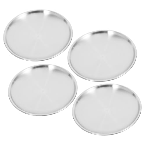 KICHOUSE 4 Stück Edelstahl -Tablettset runde Servierplatte Outdoor-Geschirr klein Steak Lagerplatte Teller Servierplatten und Tabletts Käseplatte Rostfreier Stahl Silver KICHOUSE 4 Stück Edelstahl -Tablettset runde Servierplatte Outdoor-Geschirr klein Steak Lagerplatte Teller Servierplatten und Tabletts Käseplatte Rostfreier Stahl Silver von KICHOUSE
