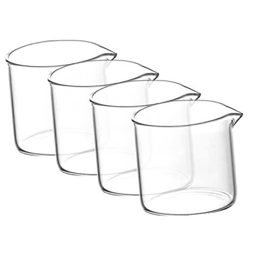KICHOUSE 4 Stück Milchbecher aus Glas Tülle klare Tassen Creamer Pitcher Getränke Karaffe milchglas Milchgießer wasserflasche wasserkanister Cocktail für Soße Milchkrug Transparent von KICHOUSE