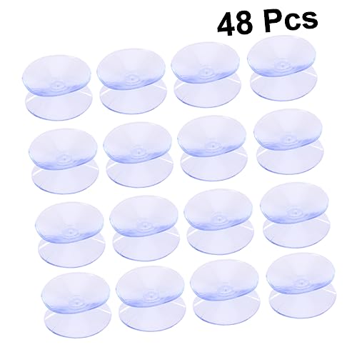 KICHOUSE 48 Stück Transparente Doppelseitige Gummipads für rutschfeste Saugnäpfe ohne Haken für Tischplatten Badezimmer und Küchenorganisation von KICHOUSE
