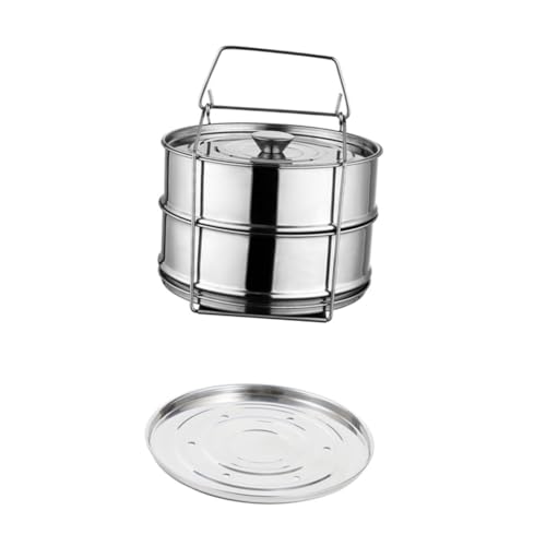KICHOUSE Edelstahl Dampfgarer Doppelstöckig Steaming Rack Dampfkorb Mit Sicher Sitzendem Deckel Für Gemüse Fleisch Fisch Dampfgarer Geeignet Für Induktionsherde Mehrzweck Steamer von KICHOUSE
