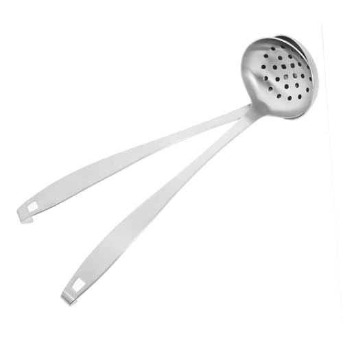 KICHOUSE Edelstahl Suppenschöpfer mit Langem Griff und Schlitzfunktion Inklusive Haken zum Aufhängen Platzsparend und Robust zum Servieren von Suppen und Eintöpfen Küche von KICHOUSE