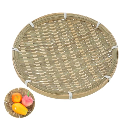 KICHOUSE Geflochtenes tablett Rund Vintage mit Glatter Oberfläche Handgefertigter Aufbewahrungskorb für Brot Snacks Früchte Vielseitig für Küche und Camping von KICHOUSE