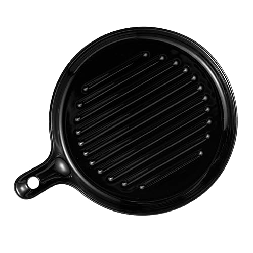 KICHOUSE Keramikgriffplatte Backform Auflaufschale Gericht Geschirr für den Ofen Backgeschirrplatte Auflaufform aus Porzellan Backplatte servierplatte aus keramik Black von KICHOUSE