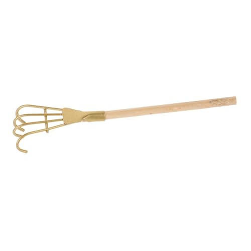 KICHOUSE Mini Gartenrechen Holzgriff für Kreative DIY Projekte und Heimdekoration Goldene Farbe Leicht zu Lagern Transportieren von KICHOUSE