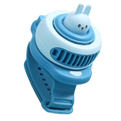 KICHOUSE Mini Handventilator für Tragbarer USB Armbanduhrventilator Blau Wiederaufladbar Süßes Cartoon Design für und Büro von KICHOUSE
