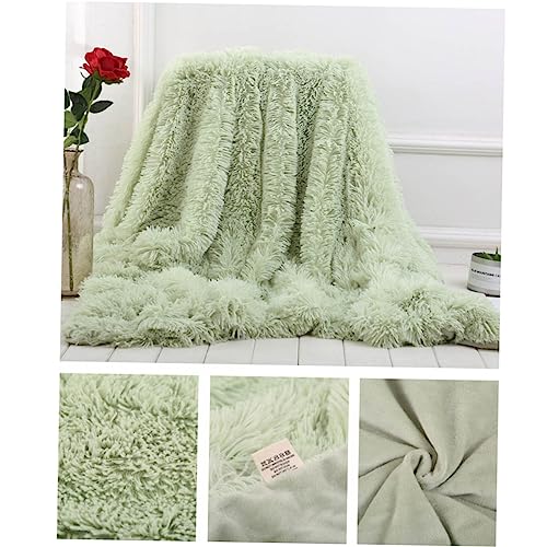 KICHOUSE Plüschdecke werfen Polyester Größe Decken Fell geschwollen Dicke weiche Decke Feste Farbwurfdecke Bettdecke einfarbige Decke gemütliche Überwurfdecke Couch-Überwurfdecke Grün von KICHOUSE