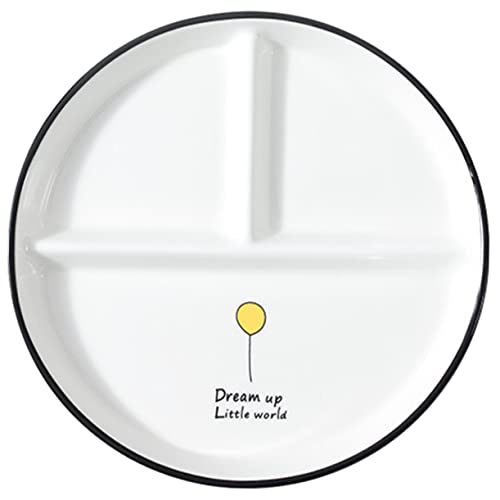 KICHOUSE Servierteller getrennt Erwachsene Steingut bariatrisch geteiltes Serviertablett geteilte Keramikplatte Diätteller diät teller Portion Control Plates Weiß von KICHOUSE