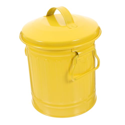 KICHOUSE Vintage Metall Stiftehalter und Kleiner Papierkorb mit Deckel Kompakter Tischmülleimer aus Metall im Retro design für Büro und Schreibtisch Dekorativer Aufbewahrungseimer von KICHOUSE