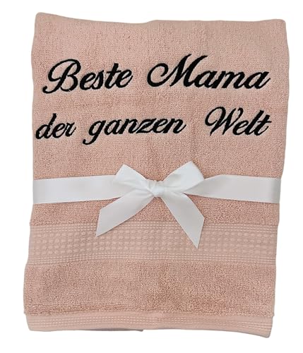 KIDDI-MEDIA Handtuch mit personalisierter Bestickung wie z.B. Name/Verschiedene Größen und Farben | 500 g/m² | 100% Baumwolle Frottier (Altrosa, 50 x 100 cm) von KIDDI-MEDIA