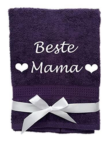 KIDDI-MEDIA Handtuch mit personalisierter Bestickung wie z.B. Name / 100x50cm – in Premium Qualität | 500 g/m² | 100% Baumwolle Frottier (50 x 100 cm, Aubergine) von KIDDI-MEDIA