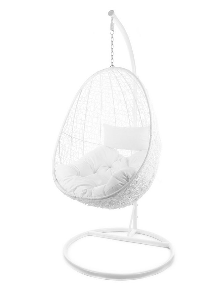 KIDEO Hängesessel Hängesessel CAPDEPERA weiß, Swing Chair, Loungesessel, Hängesessel mit Gestell und Kissen, Komplettset, Loungemöbel weiß von KIDEO