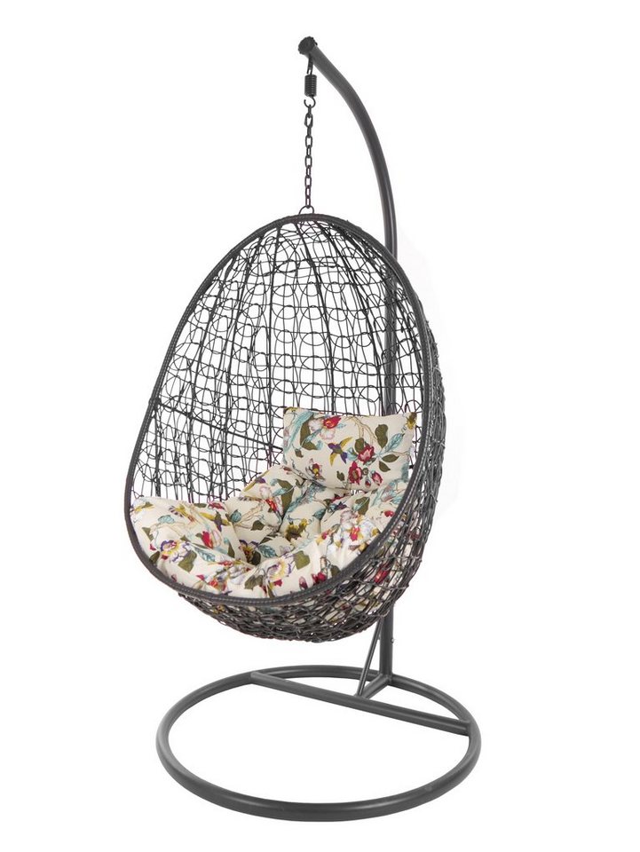 KIDEO Hängesessel Hängesessel Capdepera anthrazit, moderner Swing Chair, Schwebesessel mit Gestell und Kissen, Loungemöbel von KIDEO