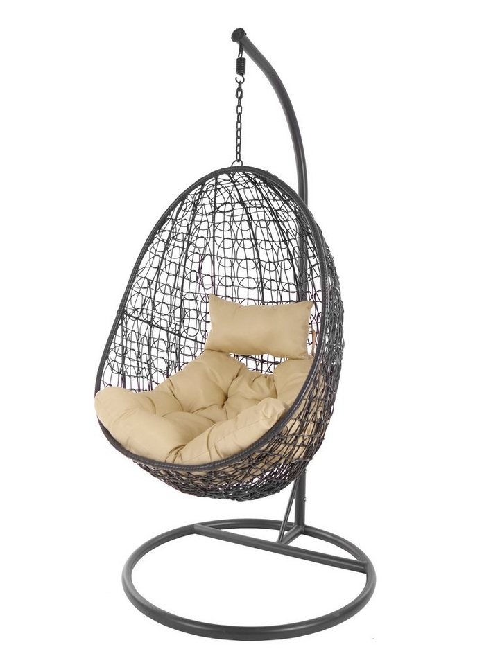 KIDEO Hängesessel Hängesessel Capdepera anthrazit, moderner Swing Chair, Schwebesessel mit Gestell und Kissen, Loungemöbel von KIDEO