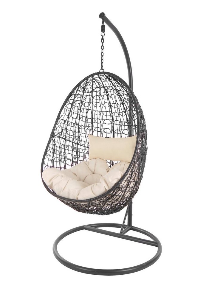 KIDEO Hängesessel Hängesessel Capdepera anthrazit, moderner Swing Chair, Schwebesessel mit Gestell und Kissen, Loungemöbel von KIDEO