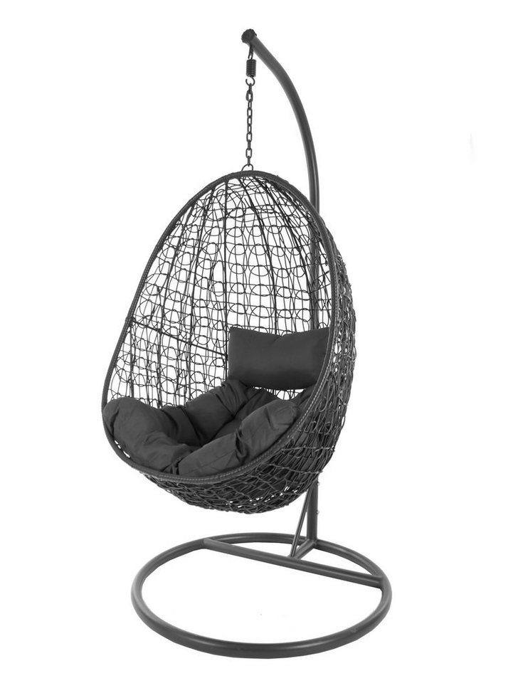 KIDEO Hängesessel Hängesessel Capdepera anthrazit, moderner Swing Chair, Schwebesessel mit Gestell und Kissen, Loungemöbel von KIDEO