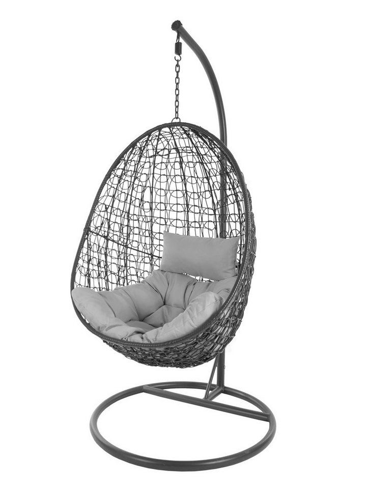 KIDEO Hängesessel Hängesessel Capdepera anthrazit, moderner Swing Chair, Schwebesessel mit Gestell und Kissen, Loungemöbel von KIDEO