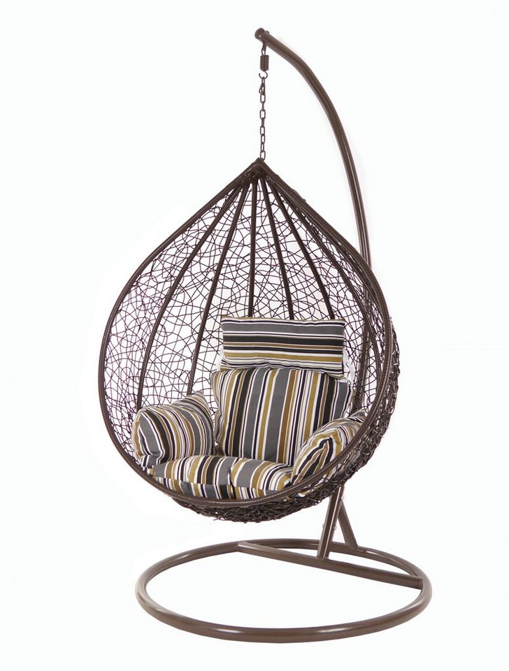 KIDEO Hängesessel Hängesessel MANACOR darkbrown, Schwebesessel mit Gestell und Kissen, Swing Chair, Hängesessel dunkelbraun, Nest-Kissen von KIDEO