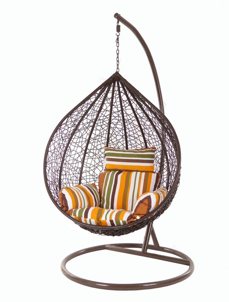 KIDEO Hängesessel Hängesessel MANACOR darkbrown, Schwebesessel mit Gestell und Kissen, Swing Chair, Hängesessel dunkelbraun, Nest-Kissen von KIDEO